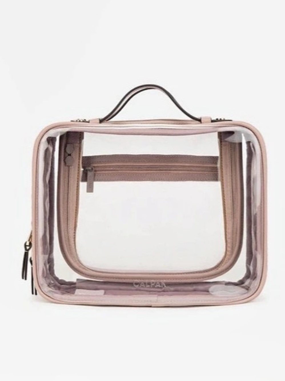 CALPAK Large Clear Cosmetics Case in Mauve